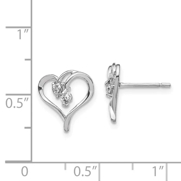 Earrings Goldia 14k White Gold AAA Real Diamond heart Earrings