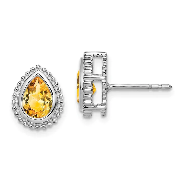 Earrings Goldia 14k White Gold Pear Citrine Post Earrings