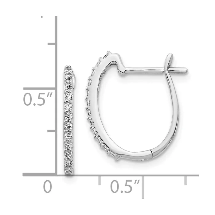 Earrings Goldia 14K White Gold Real Diamond 13mm Hinged Hoop Earrings