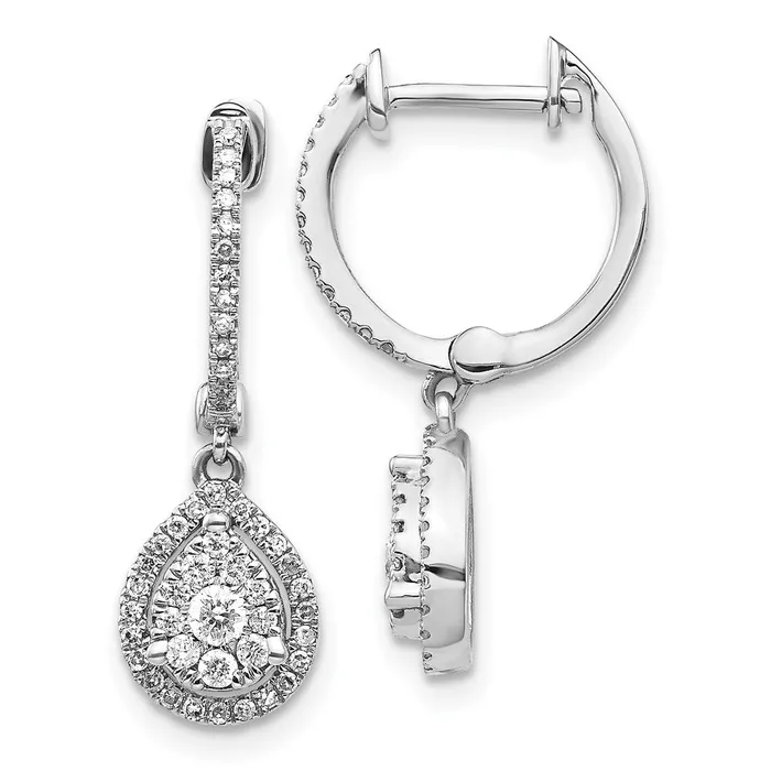 Earrings Goldia 14k White Gold Real Diamond Teardrop Hinged Hoop Earrings Earrings Goldia 14k White Gold Real Diamond Teardrop Hinged Hoop Earrings