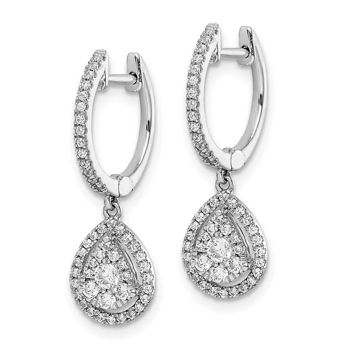 Earrings Goldia 14k White Gold Real Diamond Teardrop Hinged Hoop Earrings