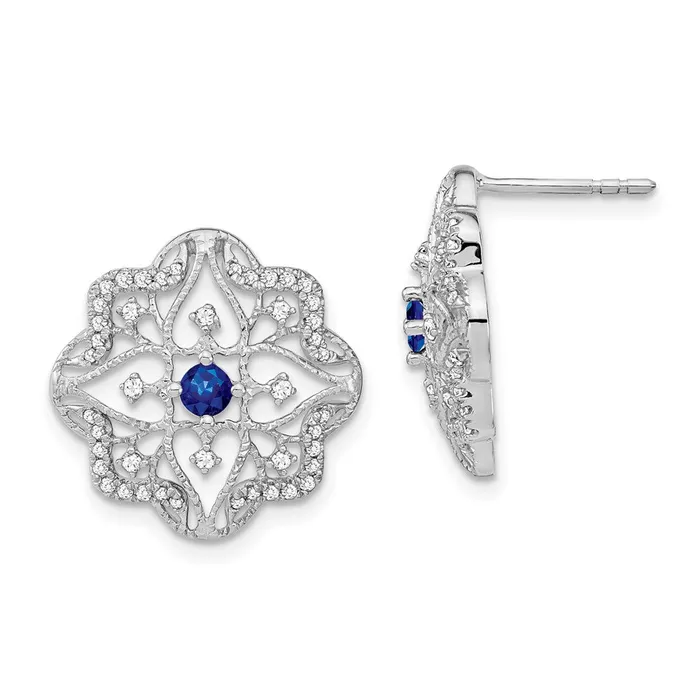 Earrings Goldia 14k White Gold Sapphire and Real Diamond Earrings