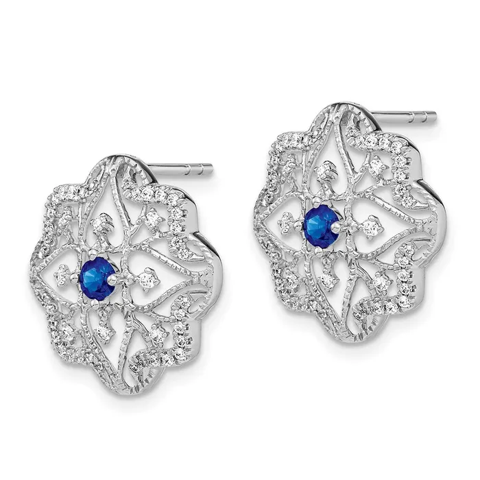 Earrings Goldia 14k White Gold Sapphire and Real Diamond Earrings