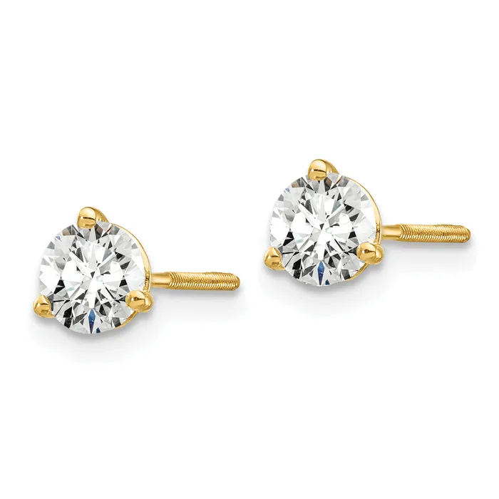 Earrings Goldia 14k Yellow Gold 34 ctw Lab Grown Diamond VSSI G Round 3 Prong Heavy Wt Screwback Stud Earrings