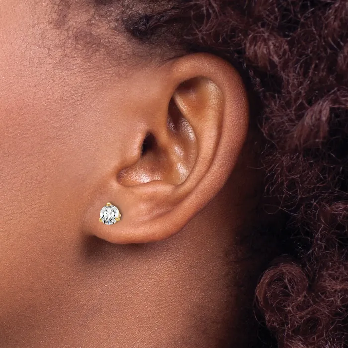 Earrings Goldia 14k Yellow Gold 34 ctw Lab Grown Diamond VSSI G Round 3 Prong Heavy Wt Screwback Stud Earrings