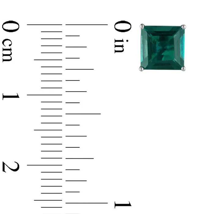 Earrings Goldia 60mm PrincessCut LabCreated Emerald Stud Earrings in 10K White Gold Earrings Goldia 60mm PrincessCut LabCreated Emerald Stud Earrings in 10K White Gold