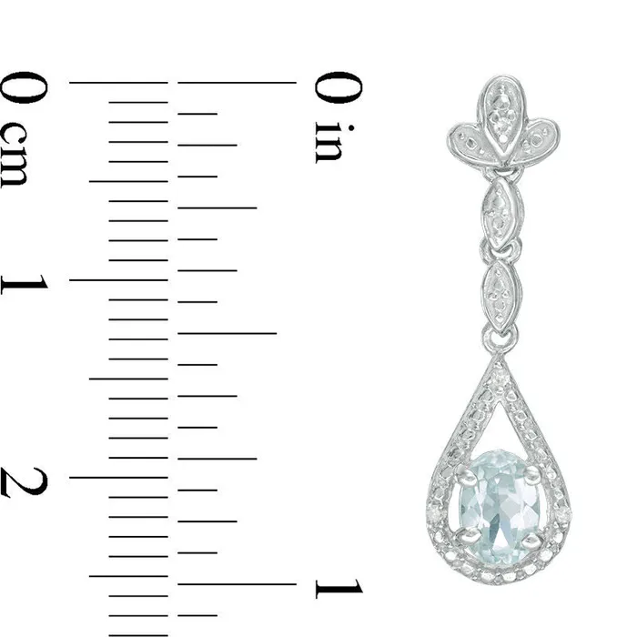 Earrings Goldia Oval Aquamarine and Diamond Accent Teardrop Earrings in 10K White Gold Earrings Goldia Oval Aquamarine and Diamond Accent Teardrop Earrings in 10K White Gold