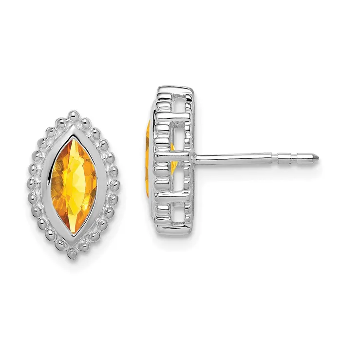 Earrings Goldia Solid 14k White Gold Marquise Simulated Citrine Post Earrings Earrings Goldia Solid 14k White Gold Marquise Simulated Citrine Post Earrings