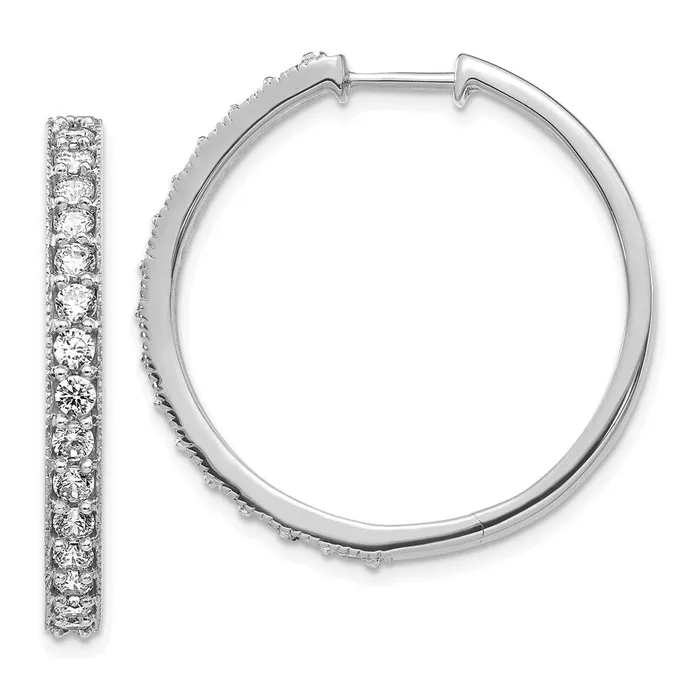 Earrings Goldia Solid 14k White Gold Simulated CZ Milgrain Hoop Earrings Earrings Goldia Solid 14k White Gold Simulated CZ Milgrain Hoop Earrings