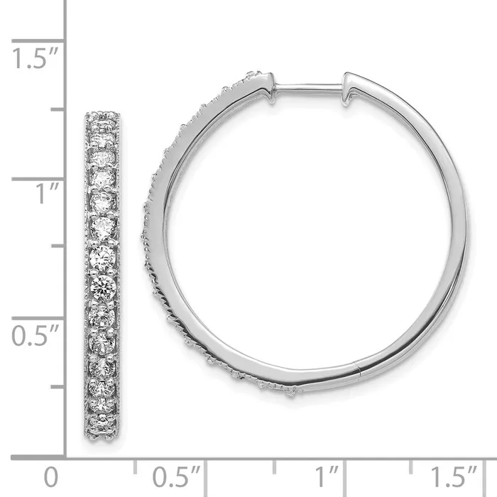 Earrings Goldia Solid 14k White Gold Simulated CZ Milgrain Hoop Earrings