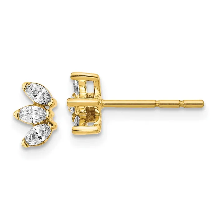 Earrings Goldia Solid 14k Yellow Gold 3stone Marquise Simulated CZ Earrings