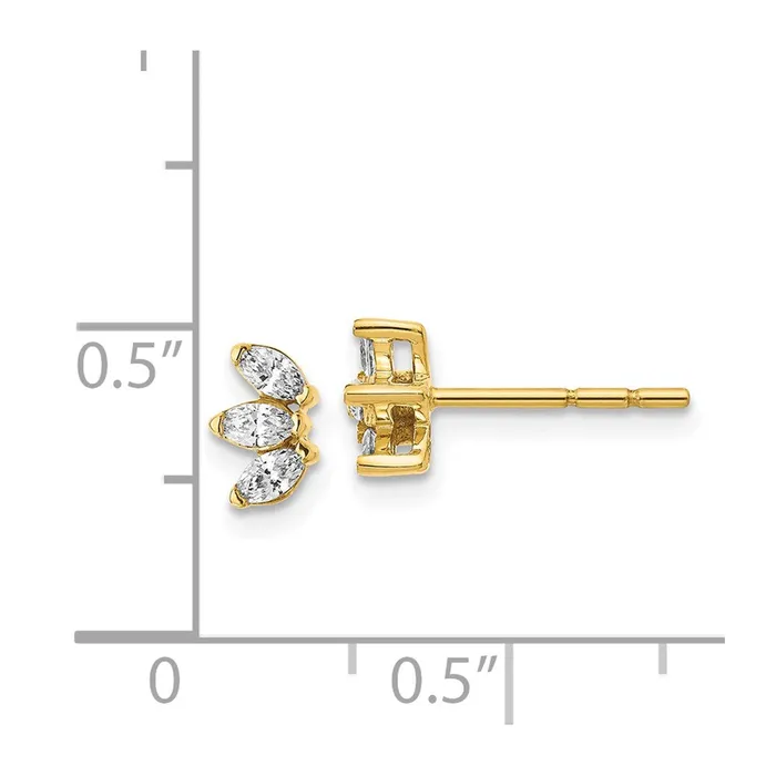Earrings Goldia Solid 14k Yellow Gold 3stone Marquise Simulated CZ Earrings