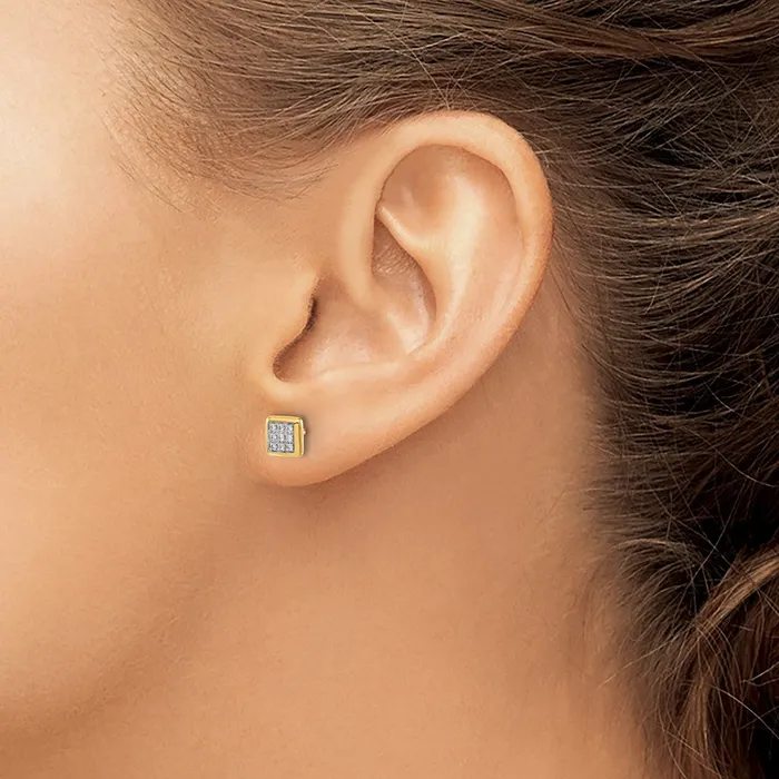 Earrings Goldia Solid 14k Yellow Gold Simulated CZ Post Earrings