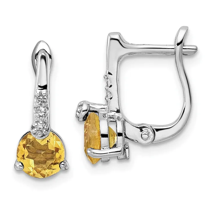 Earrings Goldia SS RHplated 149tw CitrineWhite Topaz Circle Hinged Earrings Earrings Goldia SS RHplated 149tw CitrineWhite Topaz Circle Hinged Earrings