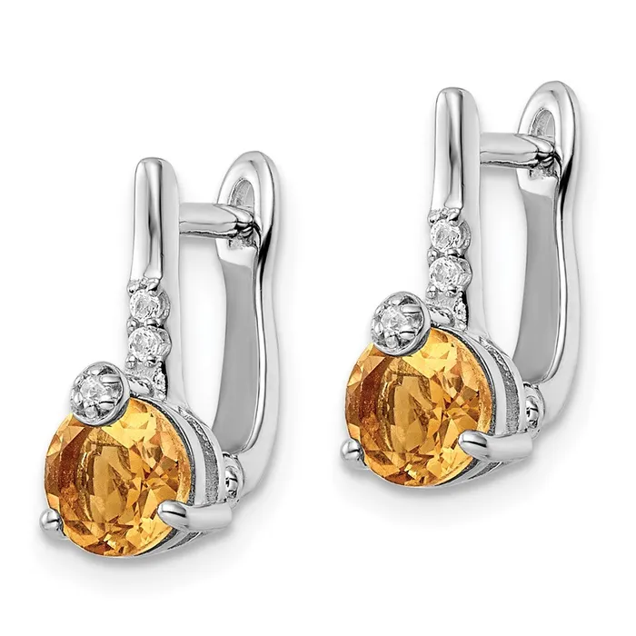 Earrings Goldia SS RHplated 149tw CitrineWhite Topaz Circle Hinged Earrings