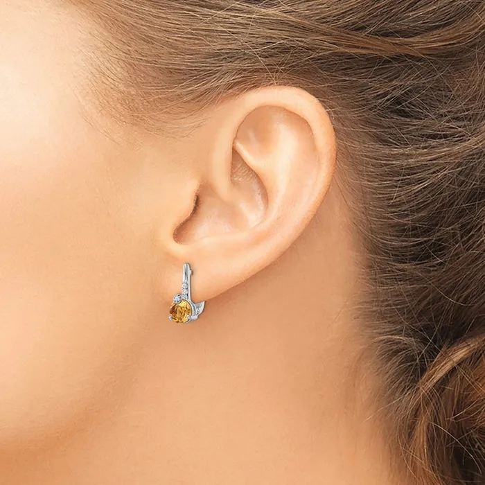 Earrings Goldia SS RHplated 149tw CitrineWhite Topaz Circle Hinged Earrings