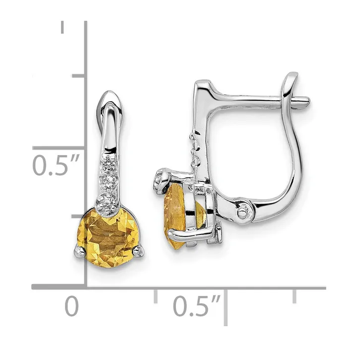 Earrings Goldia SS RHplated 149tw CitrineWhite Topaz Circle Hinged Earrings