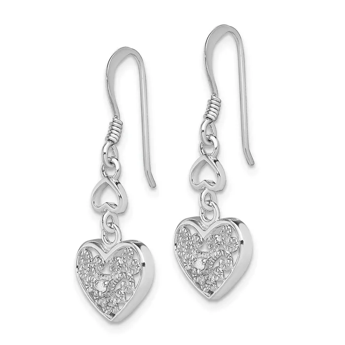 Earrings Goldia Sterling Silver RHplated Diamond Heart Shepherd Hook Earrings