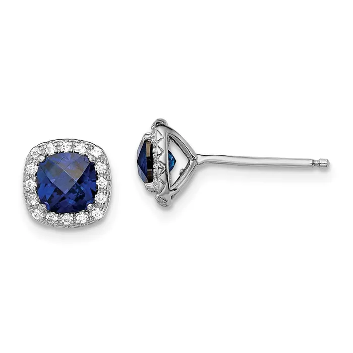 Earrings Goldia Sterling Silver Rhodplated Created BlueWhite Sapphire Post Earrings Earrings Goldia Sterling Silver Rhodplated Created BlueWhite Sapphire Post Earrings