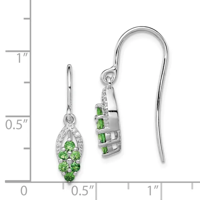 Earrings Goldia Sterling Silver Rhodium Diamond u0026 Tsavorite Garnet Shepherd Hook Earrings
