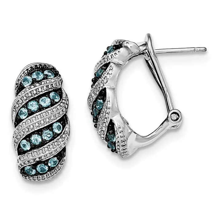Earrings Goldia Sterling Silver Rhodium Lt Swiss Blue Topaz Omega Back Earrings Earrings Goldia Sterling Silver Rhodium Lt Swiss Blue Topaz Omega Back Earrings