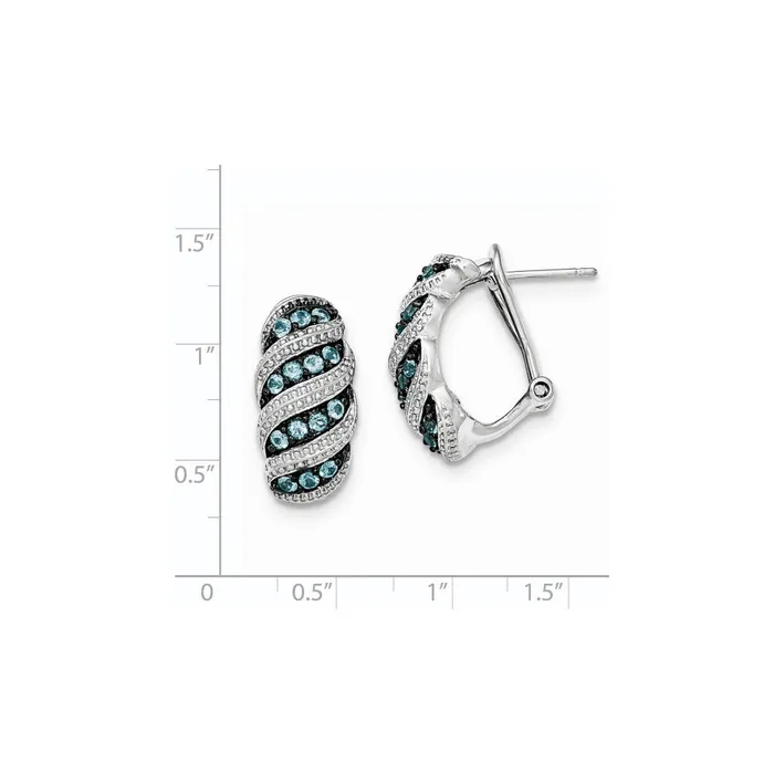 Earrings Goldia Sterling Silver Rhodium Lt Swiss Blue Topaz Omega Back Earrings