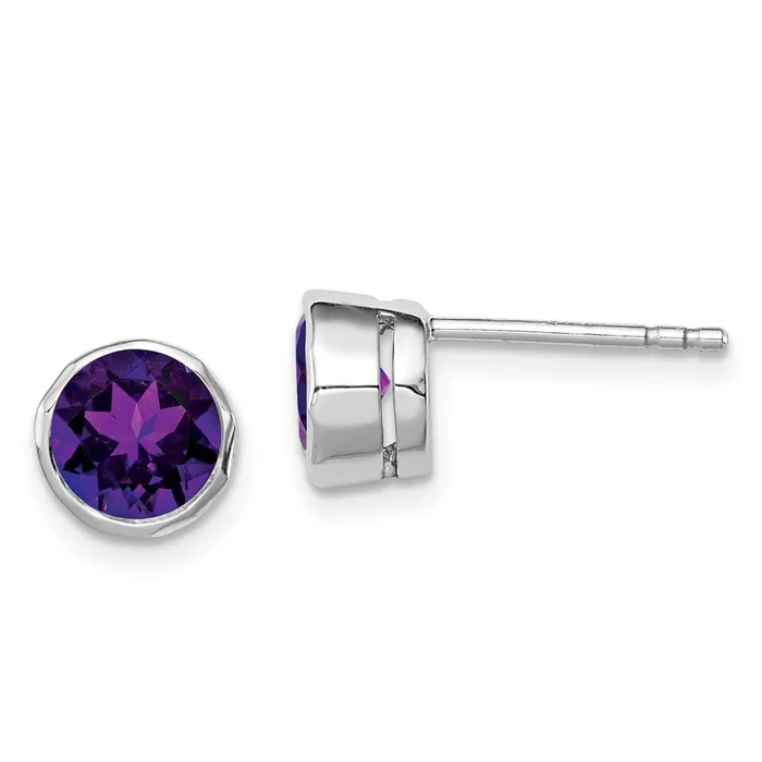 Earrings Goldia Sterling Silver Rhodiumplated Amethyst Post Earrings
