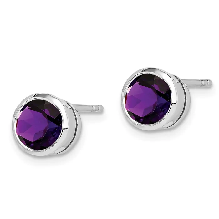 Earrings Goldia Sterling Silver Rhodiumplated Amethyst Post Earrings
