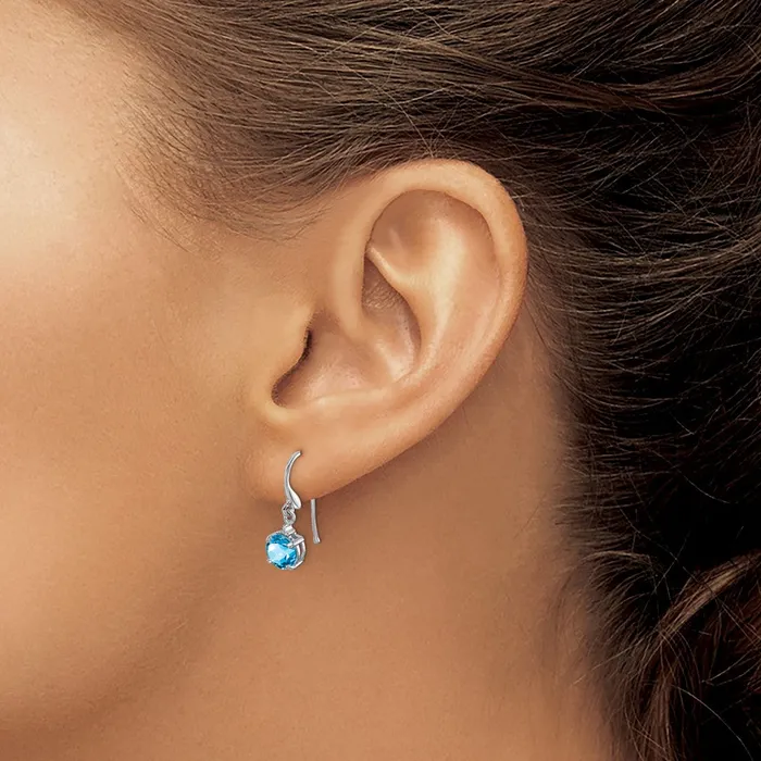 Earrings Goldia Sterling Silver Rhodiumplated Blue Topaz and Diamond Wire Earrings
