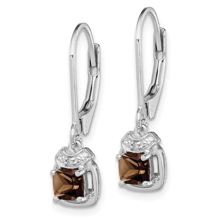 Earrings Goldia Sterling Silver Rhodiumplated Diamond u0026 Smoky Quartz Earrings
