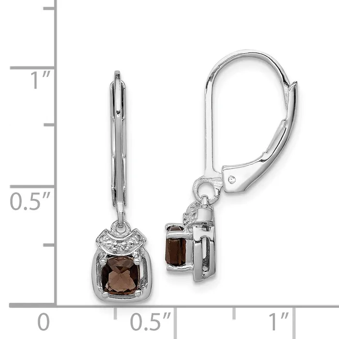 Earrings Goldia Sterling Silver Rhodiumplated Diamond u0026 Smoky Quartz Earrings