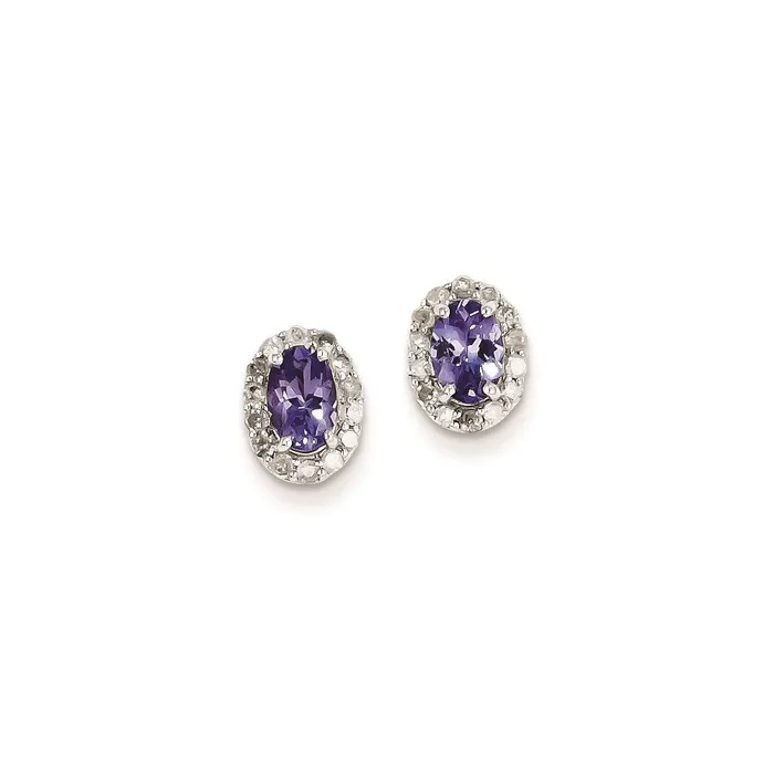 Earrings Goldia Sterling Silver Rhodium Plated Diamond u0026 Tanzanite Oval Post Earrings Earrings Goldia Sterling Silver Rhodium Plated Diamond u0026 Tanzanite Oval Post Earrings