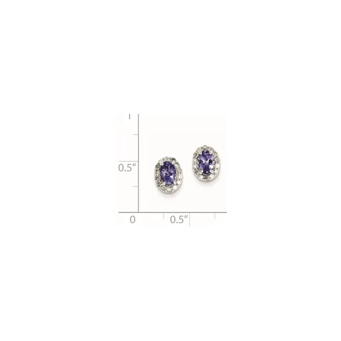 Earrings Goldia Sterling Silver Rhodium Plated Diamond u0026 Tanzanite Oval Post Earrings