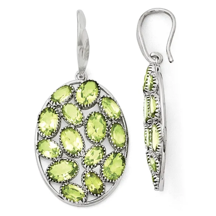 Earrings Goldia Sterling Silver Rhodiumplated Oval Peridot Earrings