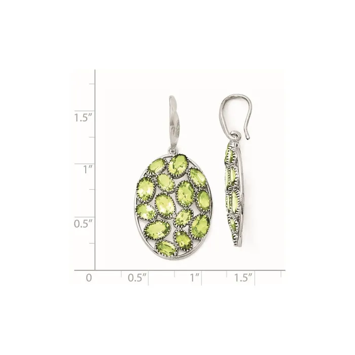 Earrings Goldia Sterling Silver Rhodiumplated Oval Peridot Earrings