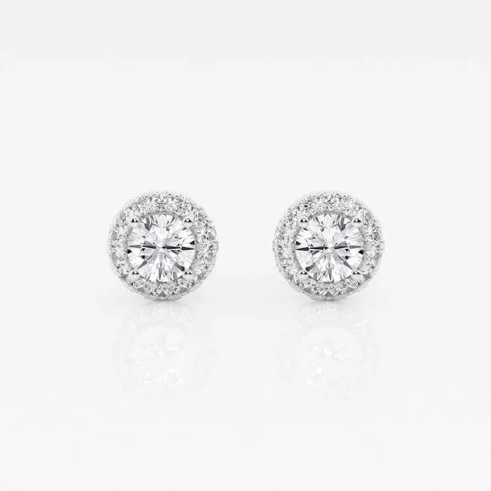 Earrings JMS always Original Brilliant Diamond 14KT White Gold 58 cttw RoundCut Lab Grown Diamond Halo Stud Earrings for Women GSI Earrings JMS always Original Brilliant Diamond 14KT White Gold 58 cttw RoundCut Lab Grown Diamond Halo Stud Earrings for Women GSI