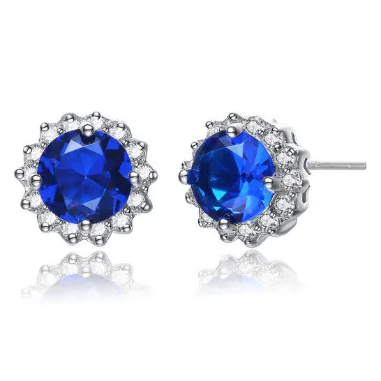 Earrings JMS always Original Megan Walford 925 Sterling Silver Sapphire Cubic Zirconia Button Earrings Earrings JMS always Original Megan Walford 925 Sterling Silver Sapphire Cubic Zirconia Button Earrings