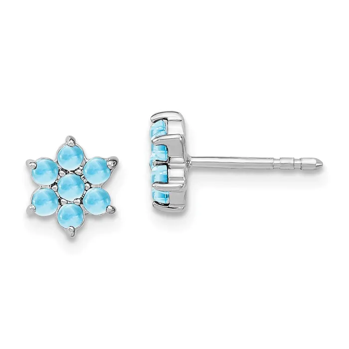 Earrings Solid 14k White Gold Simulated Blue Topaz Floral Post Earrings Goldia Earrings Solid 14k White Gold Simulated Blue Topaz Floral Post Earrings Goldia