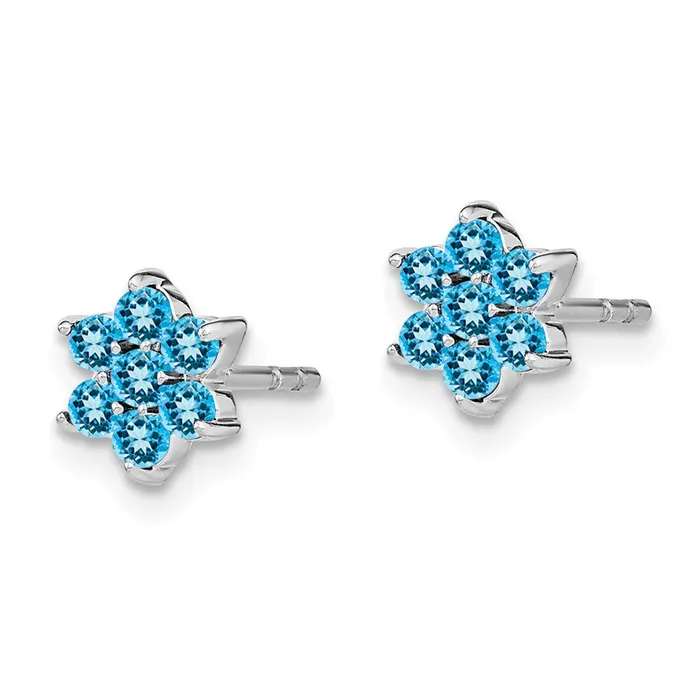 Earrings Solid 14k White Gold Simulated Blue Topaz Floral Post Earrings Goldia Earrings Solid 14k White Gold Simulated Blue Topaz Floral Post Earrings Goldia