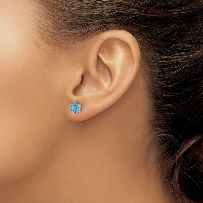 Earrings Solid 14k White Gold Simulated Blue Topaz Floral Post Earrings Goldia Earrings Solid 14k White Gold Simulated Blue Topaz Floral Post Earrings Goldia