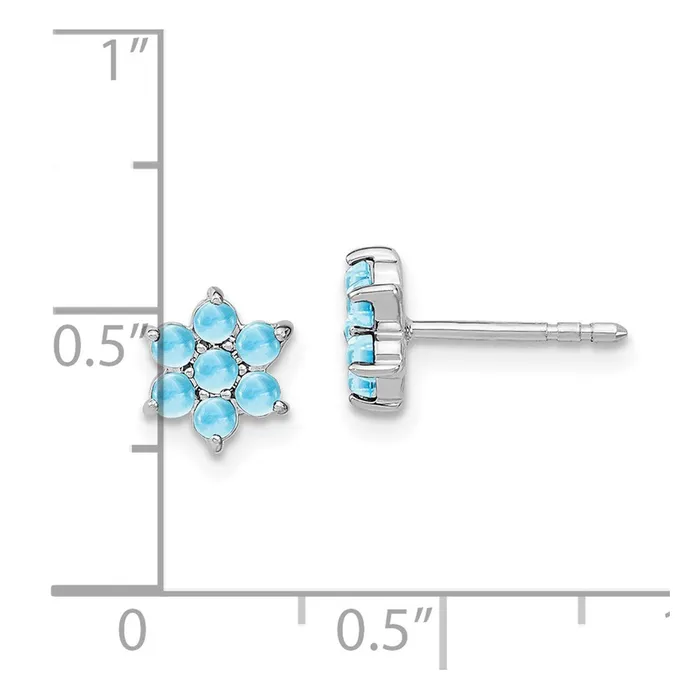 Earrings Solid 14k White Gold Simulated Blue Topaz Floral Post Earrings Goldia Earrings Solid 14k White Gold Simulated Blue Topaz Floral Post Earrings Goldia