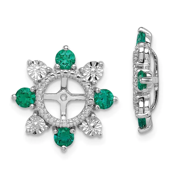 Earrings Sterling Silver Rhodium Created Emerald Earring Jacket Goldia