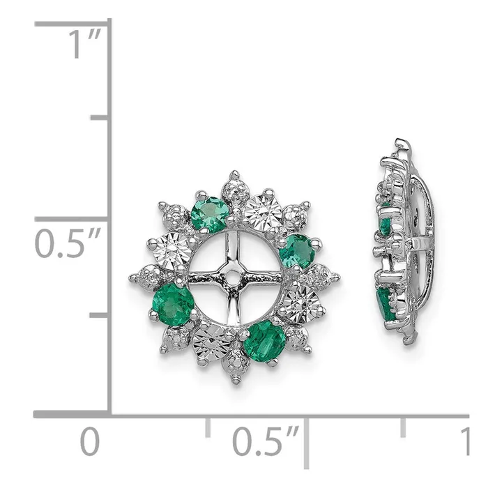 Earrings Sterling Silver Rhodium Created Emerald Earring Jacket Goldia