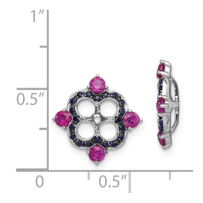 Earrings Sterling Silver Rhodium Created Ruby u0026 Black Sapphire Earring Jacket Goldia