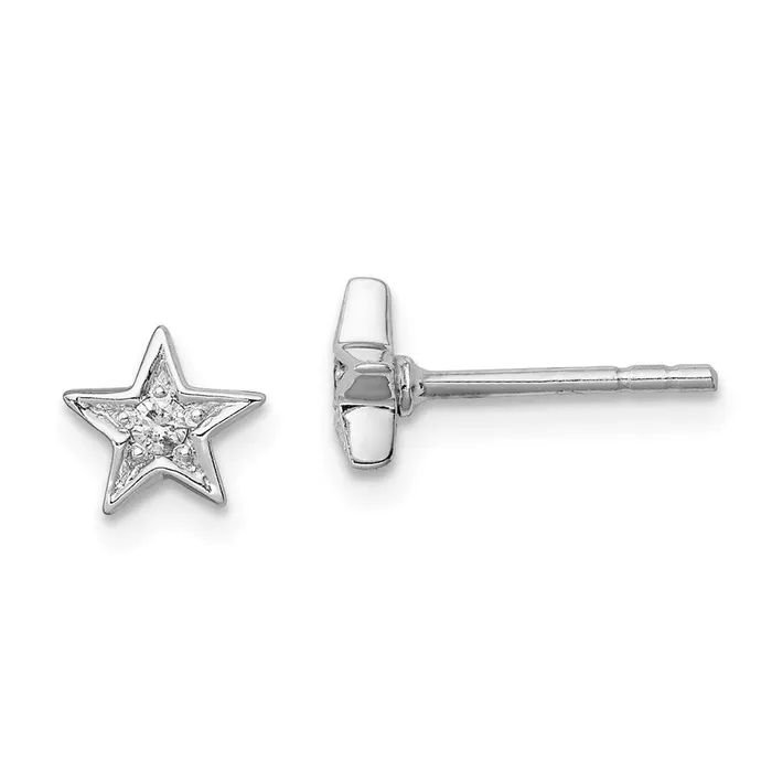 Earrings Sterling Silver Rhodium Diamond Star Post Earrings Goldia