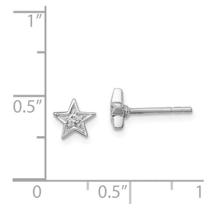 Earrings Sterling Silver Rhodium Diamond Star Post Earrings Goldia