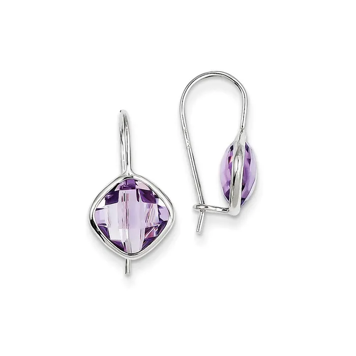 Earrings Sterling Silver Rhodium Plated Pink Quartz Earrings Goldia