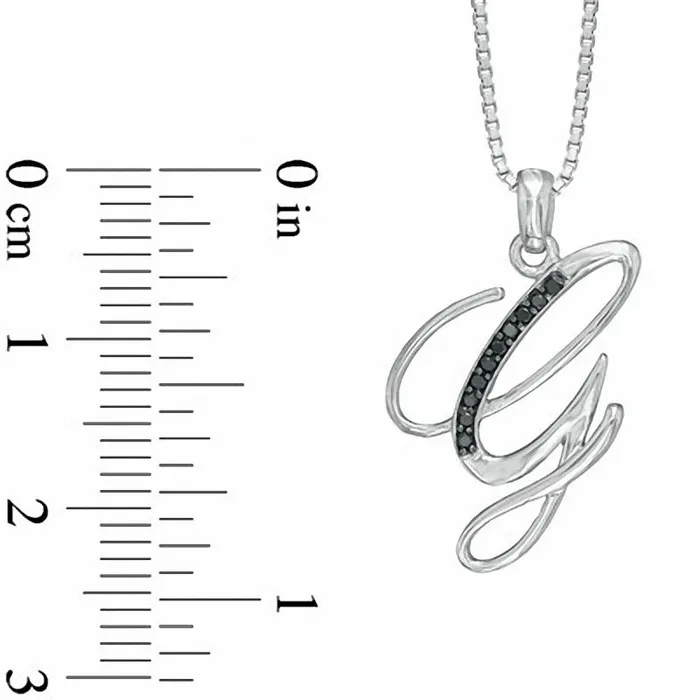 Enhanced Black Natural Diamond Accent G Initial Pendant in Sterling Silver Goldia Necklaces Enhanced Black Natural Diamond Accent G Initial Pendant in Sterling Silver Goldia Necklaces