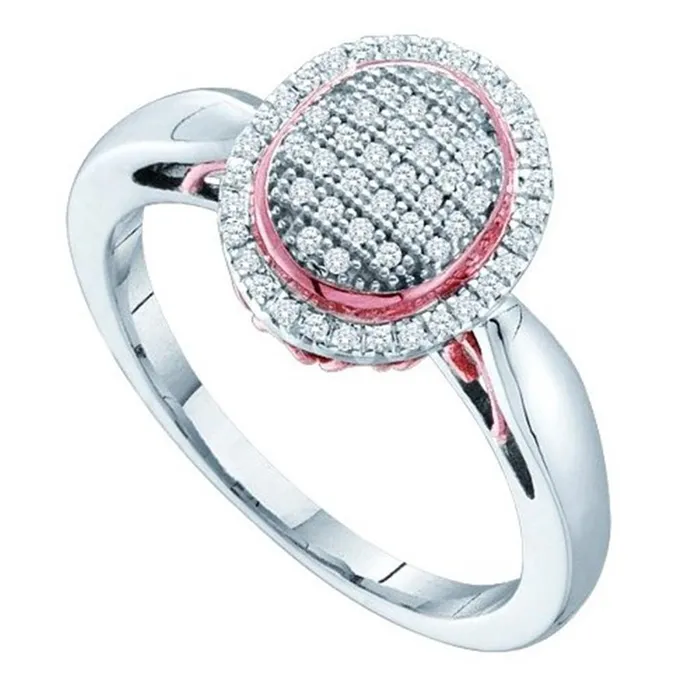 gndatlanta 10k Twotone Gold Round Diamond Oval Cluster Ring 15 Cttw Rings gndatlanta 10k Twotone Gold Round Diamond Oval Cluster Ring 15 Cttw Rings