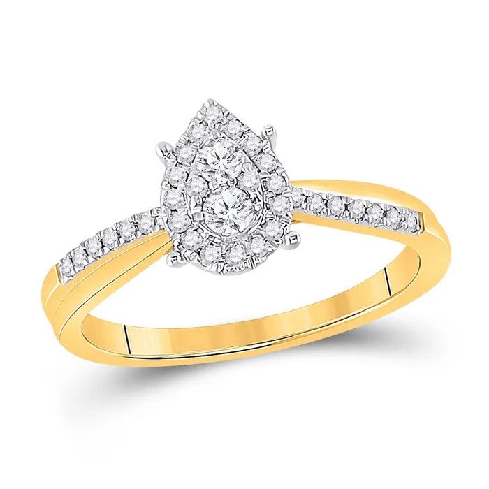 gndatlanta 10k Yellow Gold Round Diamond Cluster Pear Promise Ring 14 Cttw Rings gndatlanta 10k Yellow Gold Round Diamond Cluster Pear Promise Ring 14 Cttw Rings